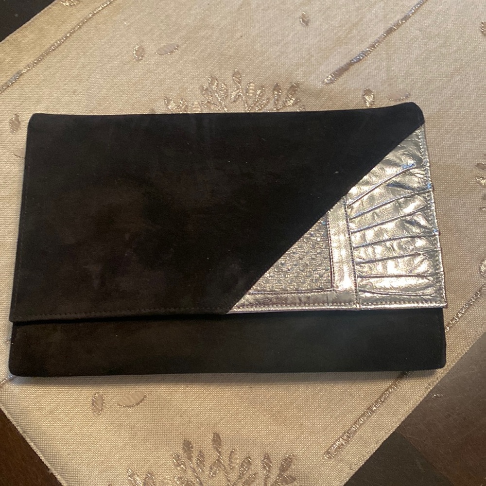 New black suede clutch